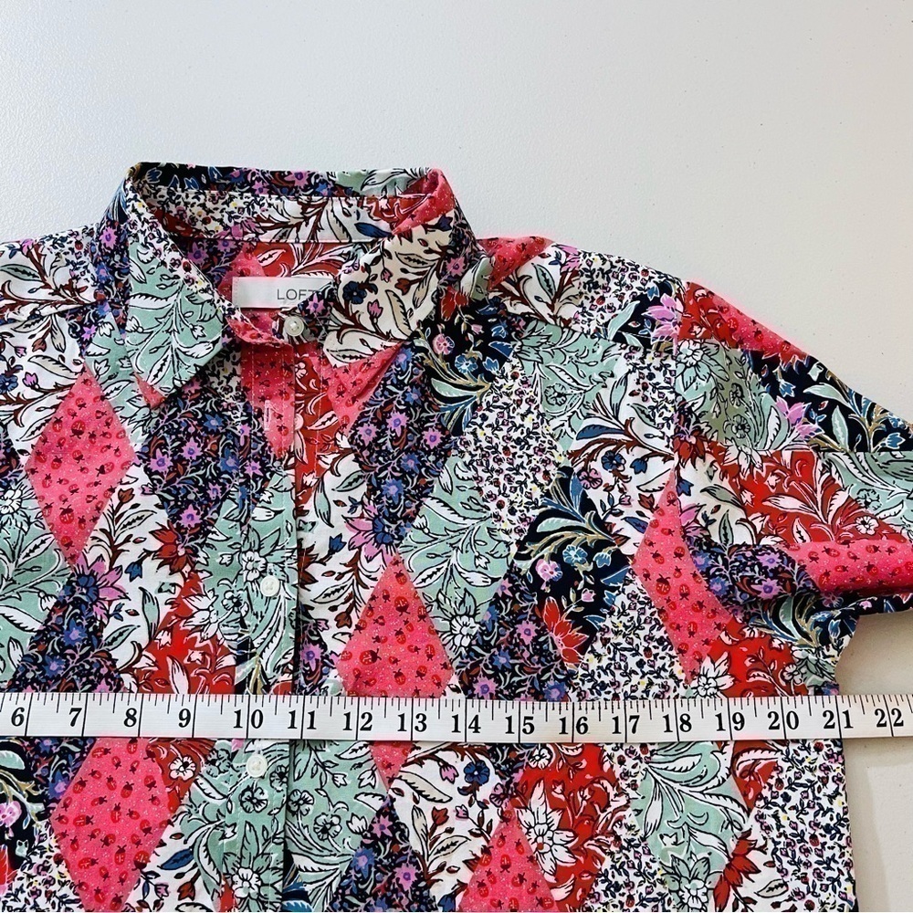 Loft Patchwork Bloom Everyday Pocket Button Down … - image 9